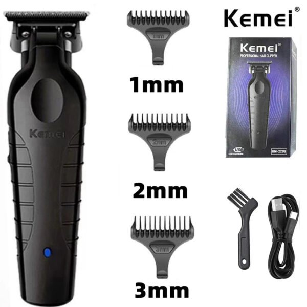 Kemei 2299 Barber Cordless Hair Trimmer 0mm Zero Gapped Carving Clipper Detailer Professional Electric Finish Cutting Machine [HAI]
