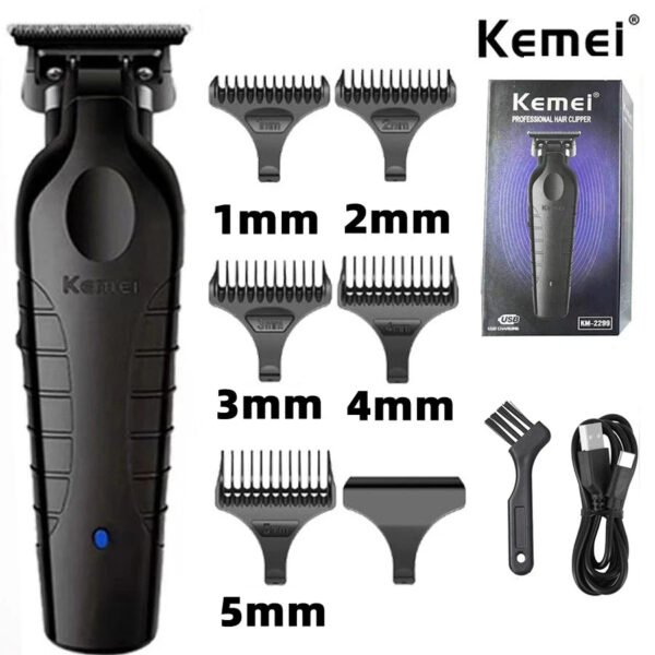 Kemei 2299 Barber Cordless Hair Trimmer 0mm Zero Gapped Carving Clipper Detailer Professional Electric Finish Cutting Machine [HAI]