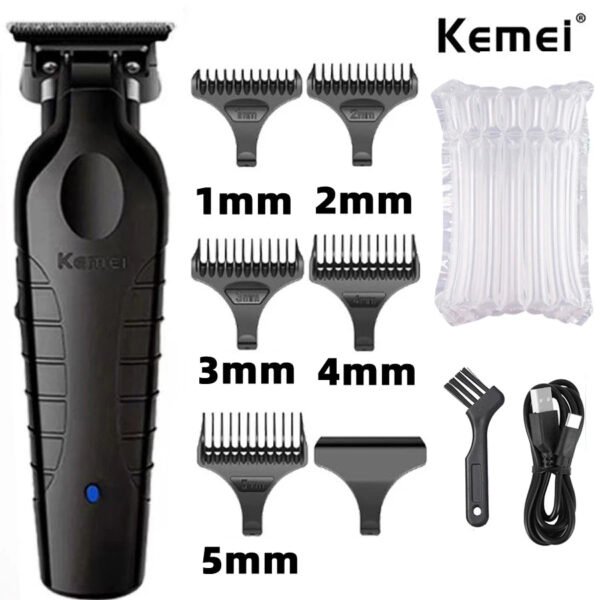Kemei 2299 Barber Cordless Hair Trimmer 0mm Zero Gapped Carving Clipper Detailer Professional Electric Finish Cutting Machine [HAI]
