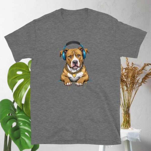 Gold-Chained Pitbull Bumping Beats - Short-Sleeve Unisex T-Shirt