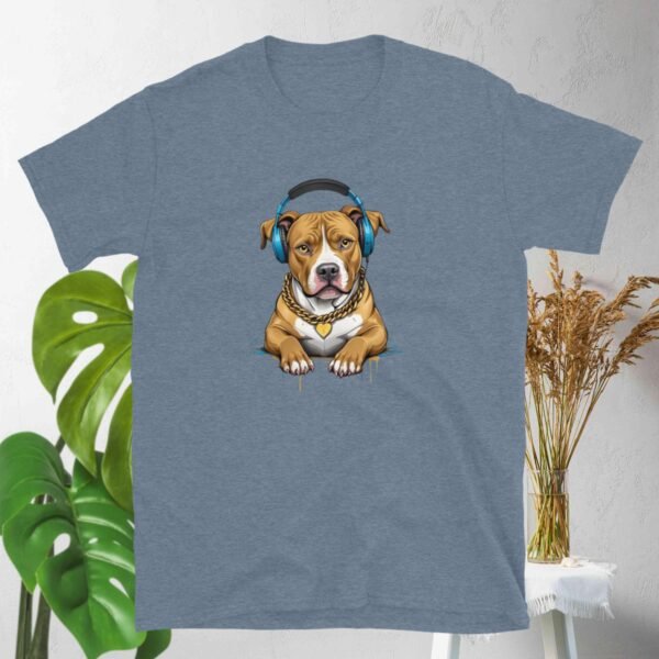 Gold-Chained Pitbull Bumping Beats - Short-Sleeve Unisex T-Shirt