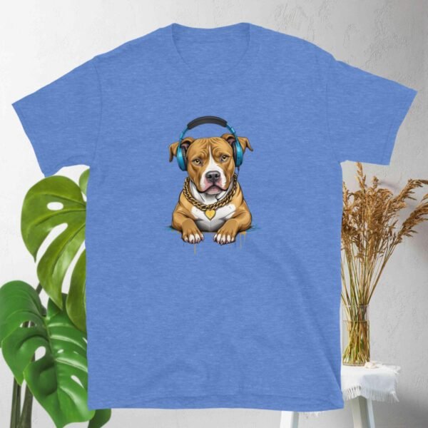 Gold-Chained Pitbull Bumping Beats - Short-Sleeve Unisex T-Shirt