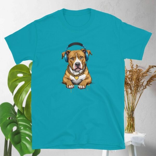 Gold-Chained Pitbull Bumping Beats - Short-Sleeve Unisex T-Shirt
